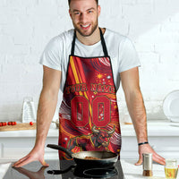 Personalized Spain Football Bull Mascot Apron Dynamic Spanish Sunburst Abstract Flame