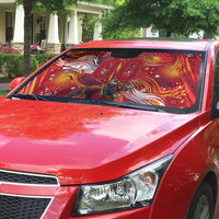 Personalized Spain Football Bull Mascot Auto Sun Shade Dynamic Spanish Sunburst Abstract Flame