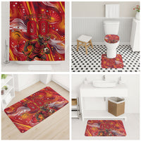 Personalized Spain Football Bull Mascot Bathroom Set Dynamic Spanish Sunburst Abstract Flame