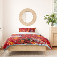 Personalized Spain Football Bull Mascot Bedding Set Dynamic Spanish Sunburst Abstract Flame