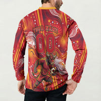 Personalized Spain Football Bull Mascot Button Sweatshirt Dynamic Spanish Sunburst Abstract Flame