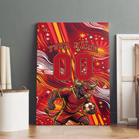 Personalized Spain Football Bull Mascot Canvas Wall Art Dynamic Spanish Sunburst Abstract Flame