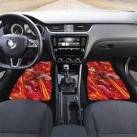 Personalized Spain Football Bull Mascot Car Mats Dynamic Spanish Sunburst Abstract Flame