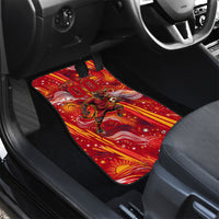 Personalized Spain Football Bull Mascot Car Mats Dynamic Spanish Sunburst Abstract Flame