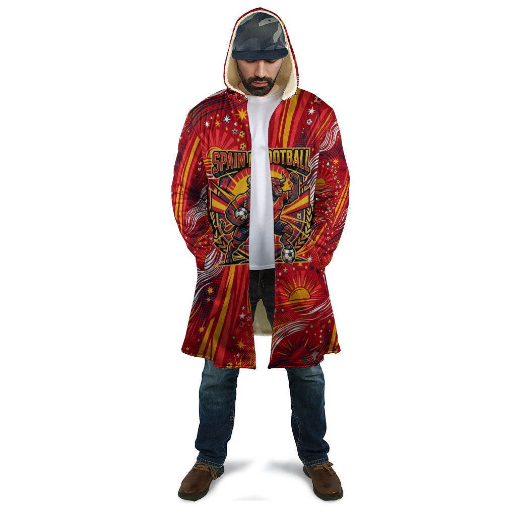 Personalized Spain Football Bull Mascot Cloak Dynamic Spanish Sunburst Abstract Flame