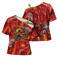 Personalized Spain Football Bull Mascot Cross Shoulder Shirt Dynamic Spanish Sunburst Abstract Flame