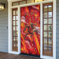 Personalized Spain Football Bull Mascot Door Cover Dynamic Spanish Sunburst Abstract Flame