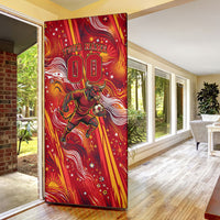 Personalized Spain Football Bull Mascot Door Cover Dynamic Spanish Sunburst Abstract Flame