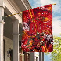 Personalized Spain Football Bull Mascot Garden Flag Dynamic Spanish Sunburst Abstract Flame