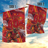 Personalized Spain Football Bull Mascot Garden Flag Dynamic Spanish Sunburst Abstract Flame