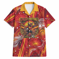 Personalized Spain Football Bull Mascot Hawaiian Shirt Dynamic Spanish Sunburst Abstract Flame