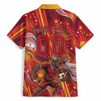 Personalized Spain Football Bull Mascot Hawaiian Shirt Dynamic Spanish Sunburst Abstract Flame
