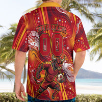 Personalized Spain Football Bull Mascot Hawaiian Shirt Dynamic Spanish Sunburst Abstract Flame