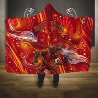 Personalized Spain Football Bull Mascot Hooded Blanket Dynamic Spanish Sunburst Abstract Flame