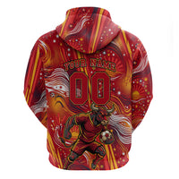 Personalized Spain Football Bull Mascot Hoodie Dynamic Spanish Sunburst Abstract Flame