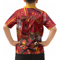 Personalized Spain Football Bull Mascot Kid Hawaiian Shirt Dynamic Spanish Sunburst Abstract Flame