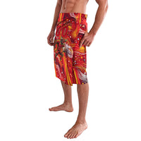 Personalized Spain Football Bull Mascot Lavalava Dynamic Spanish Sunburst Abstract Flame