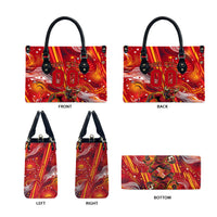 Personalized Spain Football Bull Mascot Leather Bag Dynamic Spanish Sunburst Abstract Flame