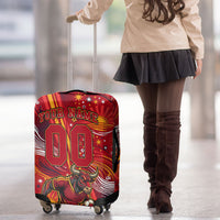 Personalized Spain Football Bull Mascot Luggage Cover Dynamic Spanish Sunburst Abstract Flame