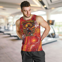 Personalized Spain Football Bull Mascot Men Tank Top Dynamic Spanish Sunburst Abstract Flame