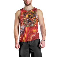 Personalized Spain Football Bull Mascot Men Tank Top Dynamic Spanish Sunburst Abstract Flame