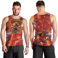 Personalized Spain Football Bull Mascot Men Tank Top Dynamic Spanish Sunburst Abstract Flame