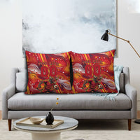 Personalized Spain Football Bull Mascot Pillow Cover Dynamic Spanish Sunburst Abstract Flame
