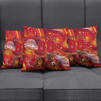 Personalized Spain Football Bull Mascot Pillow Cover Dynamic Spanish Sunburst Abstract Flame