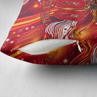 Personalized Spain Football Bull Mascot Pillow Cover Dynamic Spanish Sunburst Abstract Flame
