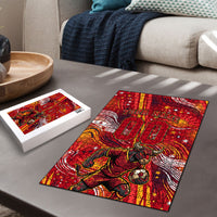 Personalized Spain Football Bull Mascot Puzzle Dynamic Spanish Sunburst Abstract Flame