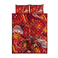 Personalized Spain Football Bull Mascot Quilt Bed Set Dynamic Spanish Sunburst Abstract Flame