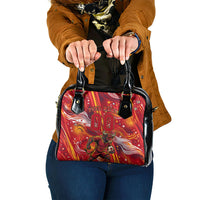 Personalized Spain Football Bull Mascot Shoulder Handbag Dynamic Spanish Sunburst Abstract Flame