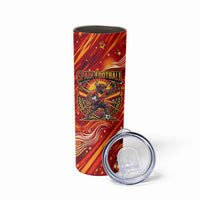 Personalized Spain Football Bull Mascot Skinny Tumbler Dynamic Spanish Sunburst Abstract Flame
