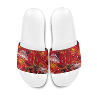 Personalized Spain Football Bull Mascot Slide Sandals Dynamic Spanish Sunburst Abstract Flame