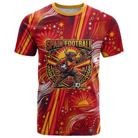 Personalized Spain Football Bull Mascot T Shirt Dynamic Spanish Sunburst Abstract Flame