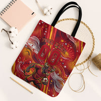Personalized Spain Football Bull Mascot Tote Bag Dynamic Spanish Sunburst Abstract Flame