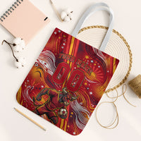 Personalized Spain Football Bull Mascot Tote Bag Dynamic Spanish Sunburst Abstract Flame