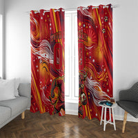 Personalized Spain Football Bull Mascot Window Curtain Dynamic Spanish Sunburst Abstract Flame