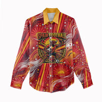Personalized Spain Football Bull Mascot Women Casual Shirt Dynamic Spanish Sunburst Abstract Flame