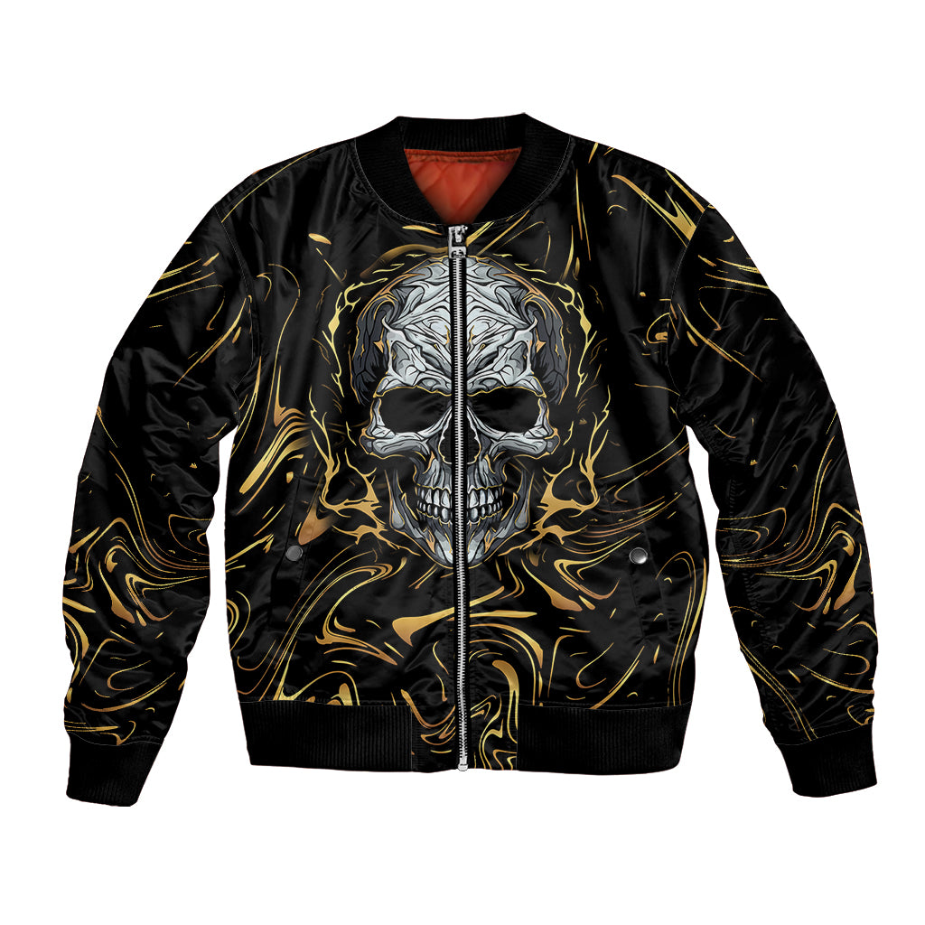 Skull Mable Golden Abstract Art Bomber Jacket Fuck You Excuses Learn To Admit When You Fuck Up - Wonder Print Shop