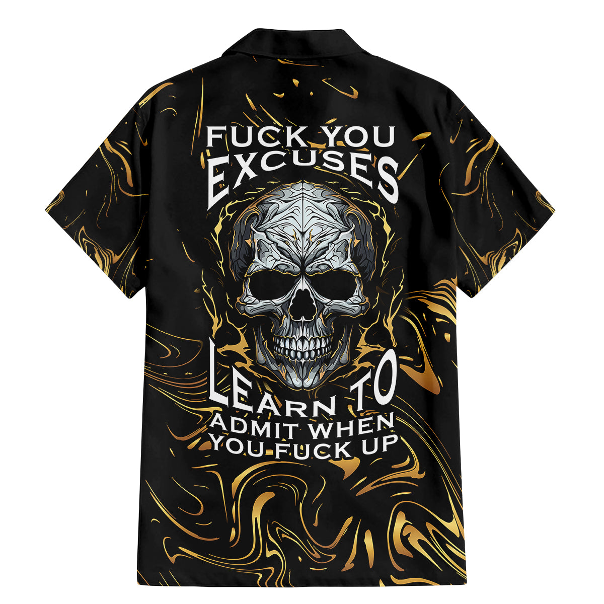 Skull Mable Golden Abstract Art Family Matching Mermaid Dress and Hawaiian Shirt Fuck You Excuses Learn To Admit When You Fuck Up - Wonder Print Shop