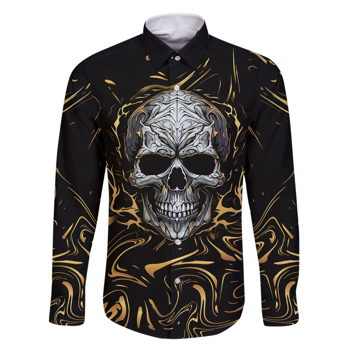 Skull Mable Golden Abstract Art Family Matching Short Sleeve Bodycon Dress and Hawaiian Shirt Fuck You Excuses Learn To Admit When You Fuck Up - Wonder Print Shop