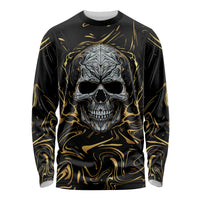 Skull Mable Golden Abstract Art Long Sleeve Shirt Fuck You Excuses Learn To Admit When You Fuck Up - Wonder Print Shop