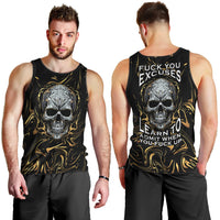 Skull Mable Golden Abstract Art Men Tank Top Fuck You Excuses Learn To Admit When You Fuck Up - Wonder Print Shop