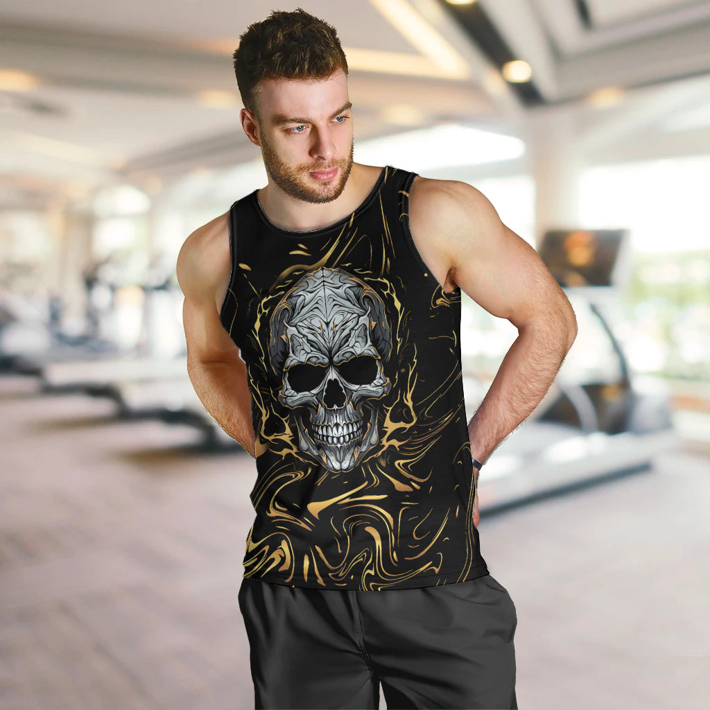 Skull Mable Golden Abstract Art Men Tank Top Fuck You Excuses Learn To Admit When You Fuck Up - Wonder Print Shop