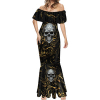 Skull Mable Golden Abstract Art Mermaid Dress Fuck You Excuses Learn To Admit When You Fuck Up - Wonder Print Shop