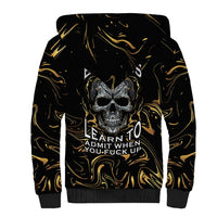 Skull Mable Golden Abstract Art Sherpa Hoodie Fuck You Excuses Learn To Admit When You Fuck Up - Wonder Print Shop