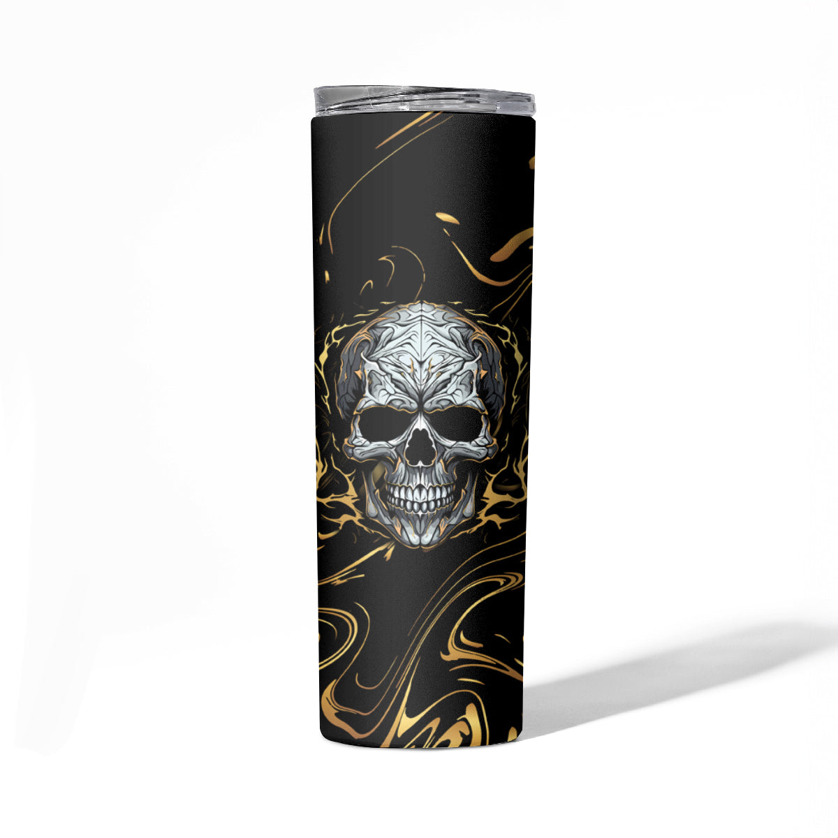Skull Mable Golden Abstract Art Skinny Tumbler Fuck You Excuses Learn To Admit When You Fuck Up - Wonder Print Shop