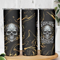 Skull Mable Golden Abstract Art Skinny Tumbler Fuck You Excuses Learn To Admit When You Fuck Up - Wonder Print Shop