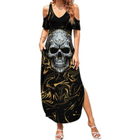 Skull Mable Golden Abstract Art Summer Maxi Dress Fuck You Excuses Learn To Admit When You Fuck Up - Wonder Print Shop